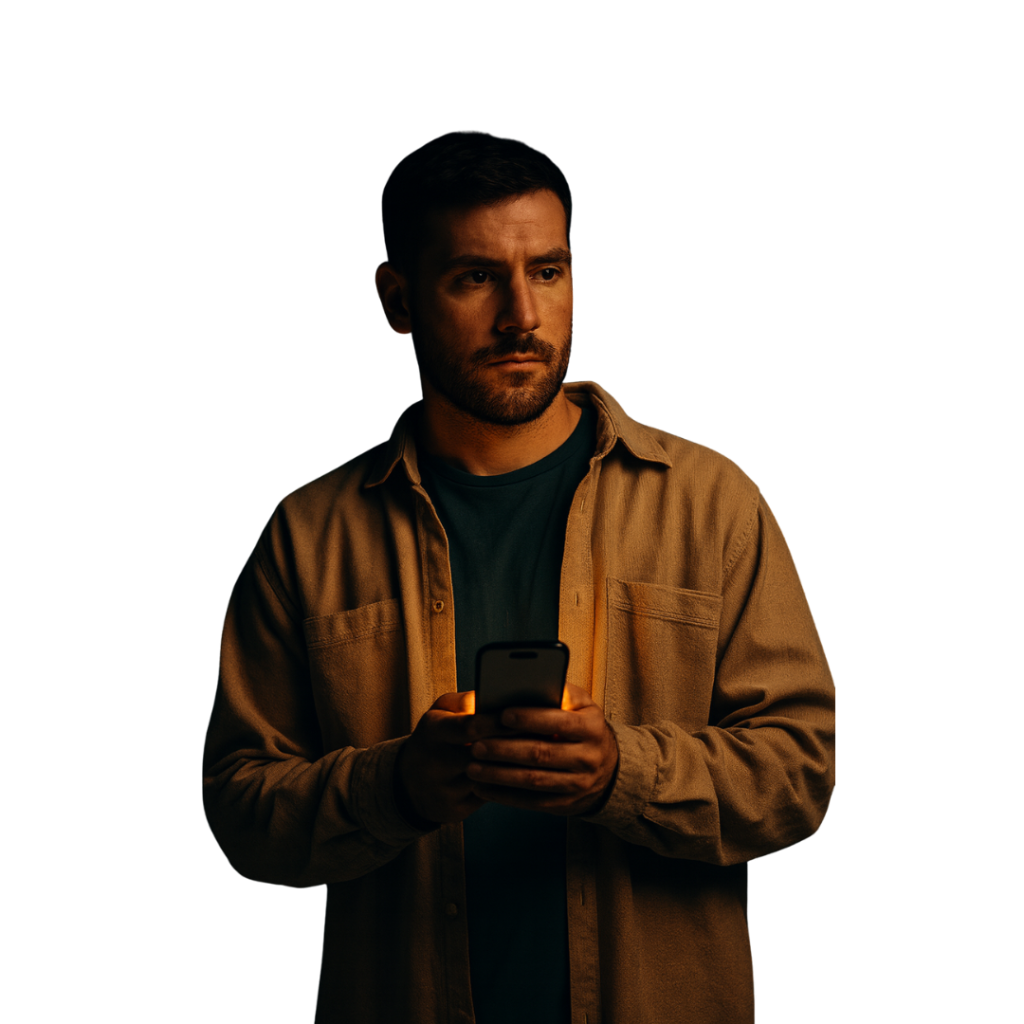 Stressed man on his cell phone